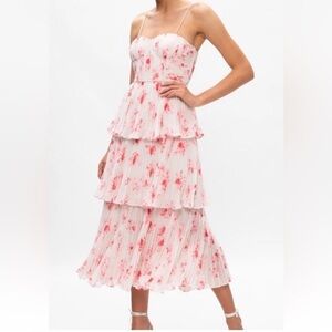 Self Portrait chiffon Tiered Midi floral Dress 
Size US 6
